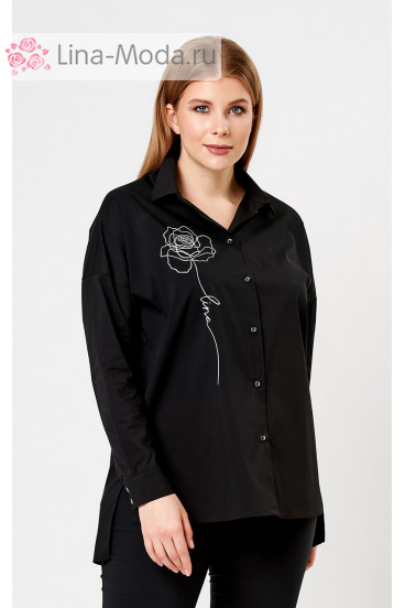 Блуза "Лина" 4193 (Черный принт)