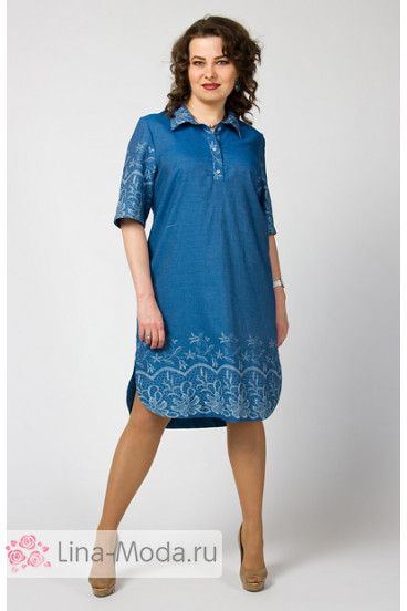 Платье-рубашка "СКС" 2886/1 (Голубой/белый)