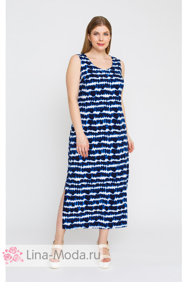 Платье "Лина" 5272 (Сине-белый)