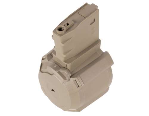 Магазин электрический (BattleAxe) SR25 PMAG D-60 1200ш бубен звуковой (TAN)